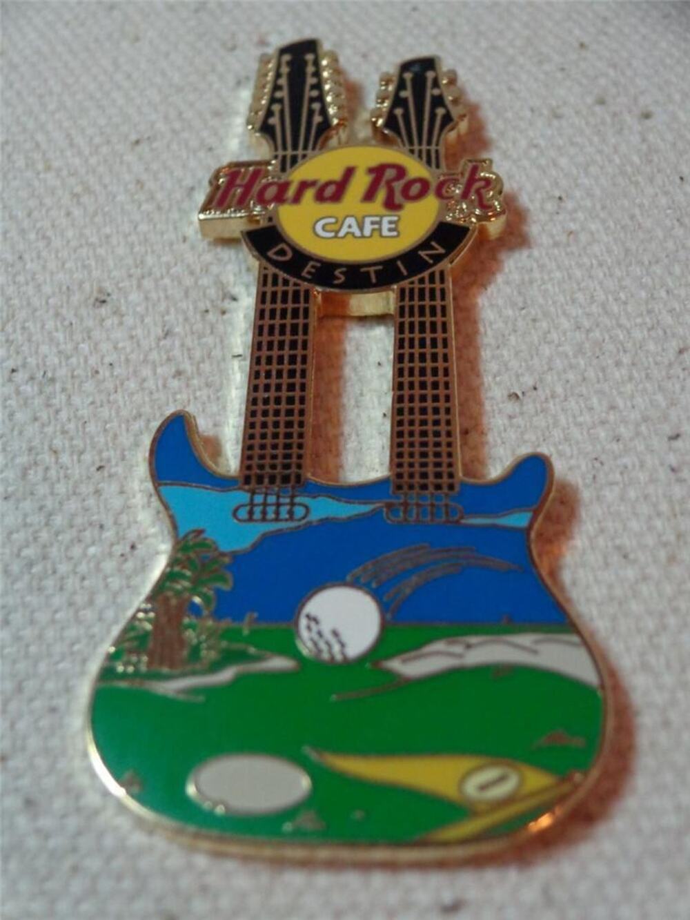 Hard Rock Cafe Pin Destin Golfing Double Guitar -061304